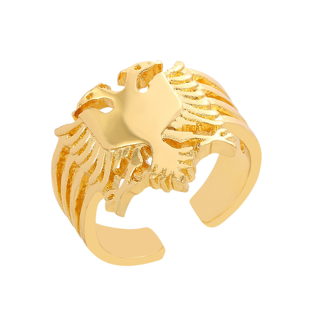 Mens Eagle Ring Fashion Geometric Ring Electroplated Finish High Quality Design Statement Ring For Men Fashion