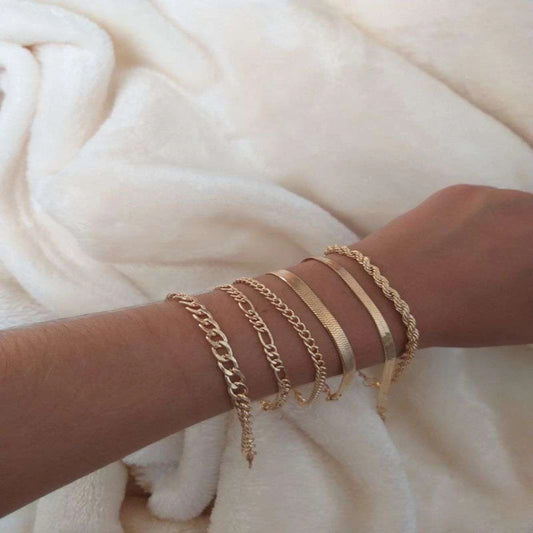 Womens Layered Chain Bracelet Electroplated Alloy Gold Tone Metal Blade Design Adjustable Length 16cm 5cm Chic