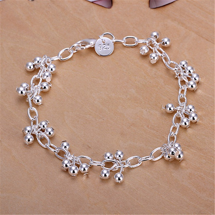Womens Fashion Lobster Clasp Bracelet Spherical Bead Grape Design Environmental Protection Copper Plated Thick