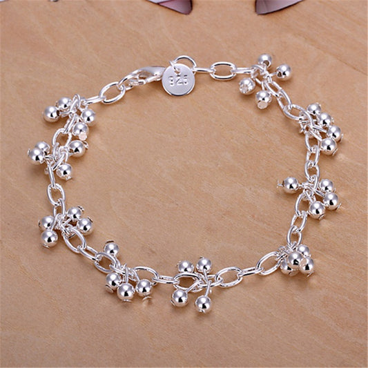 Womens Fashion Lobster Clasp Bracelet Spherical Bead Grape Design Environmental Protection Copper Plated Thick