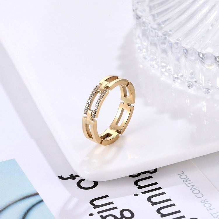 Unisex Titanium Steel Ring Rose Gold Finish Fashion Ring For Women And Men Gold Ring Everyday Wear Upgrade Now