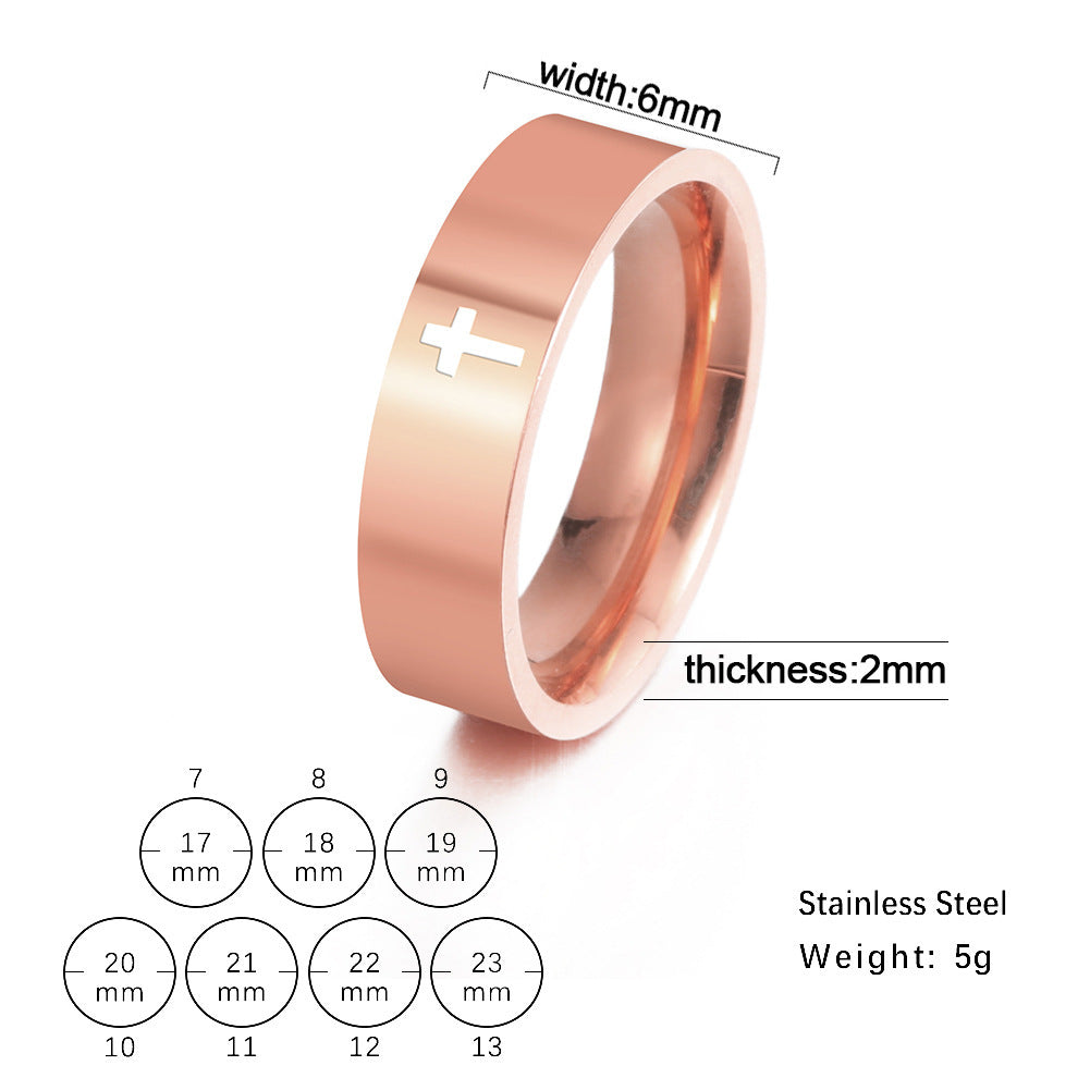 Stainless Steel Cross Ring Unisex Electroplated Design Gift