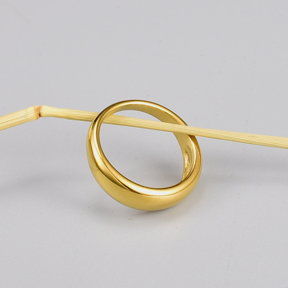 Timeless Titanium Steel Gold Plated Simple Round Curved Index Ring For Women Fashion Jewelry For Fashion Women