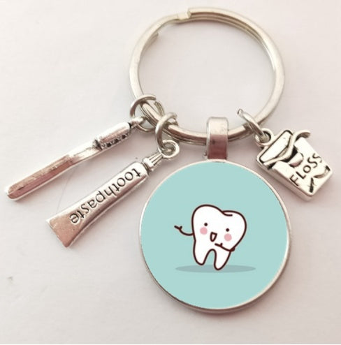 Creative Tooth Pendant Keychain Electroplate Alloy Keychain Personality Charm Keychain For Keys Color As Shown