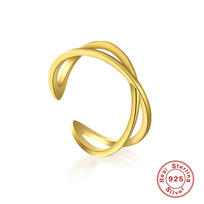 Womens Sterling Silver Ring with Cubic Zirconia X Cross Design Simple Band Ring for Women Girls Fashion Jewelry Platinum Ring and Gold Ring