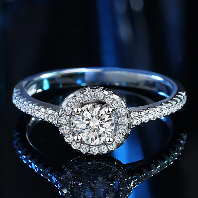 Couples Ring Womens Wedding Band Electroplated White Gold Round Design Durable Fashion Jewelry Anniversary Gift