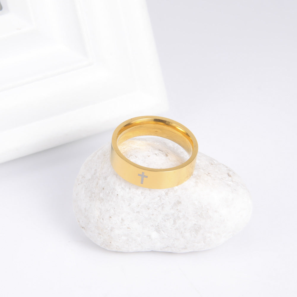 Stainless Steel Cross Ring Unisex Electroplated Design Gift