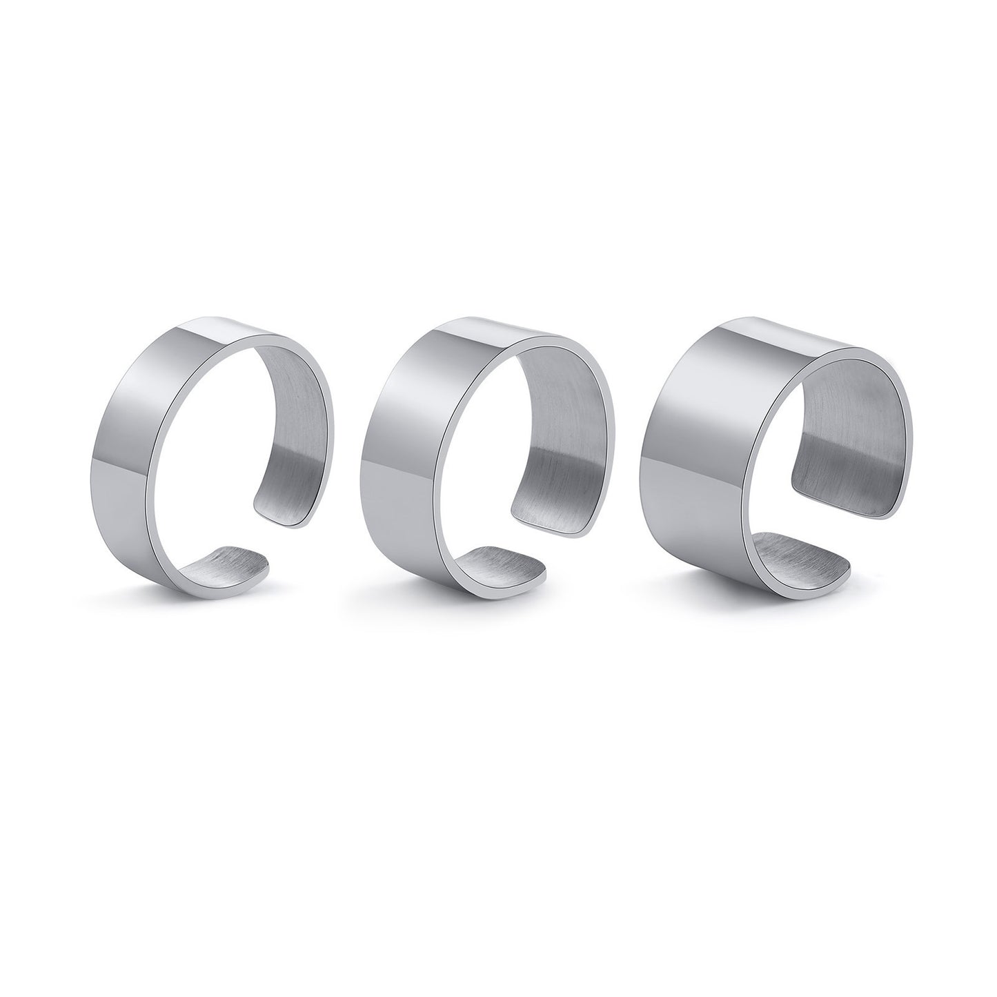 Mens Stainless Steel Open U Shaped Ring Adjustable Band Durable Comfortable Wear Minimalist Modern Style For Men