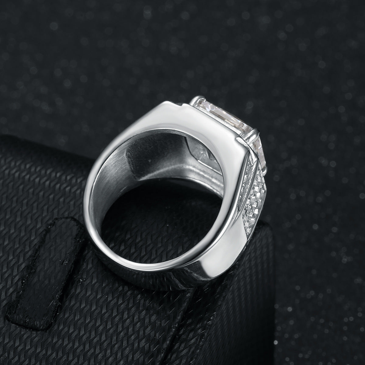Mens Gold Plated 316 Stainless Steel Full Diamond Inlaid Hip Hop Ring Jewelry Gift For Men Luxury Gift For Men