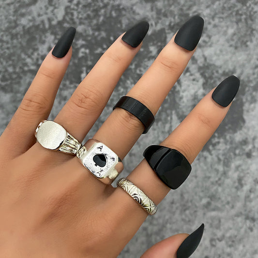 Unisex Metal Rings Set Vintage Alloy Geometry Pattern Bohemian Style Jewelry For Men Women Gift For Daily Wear
