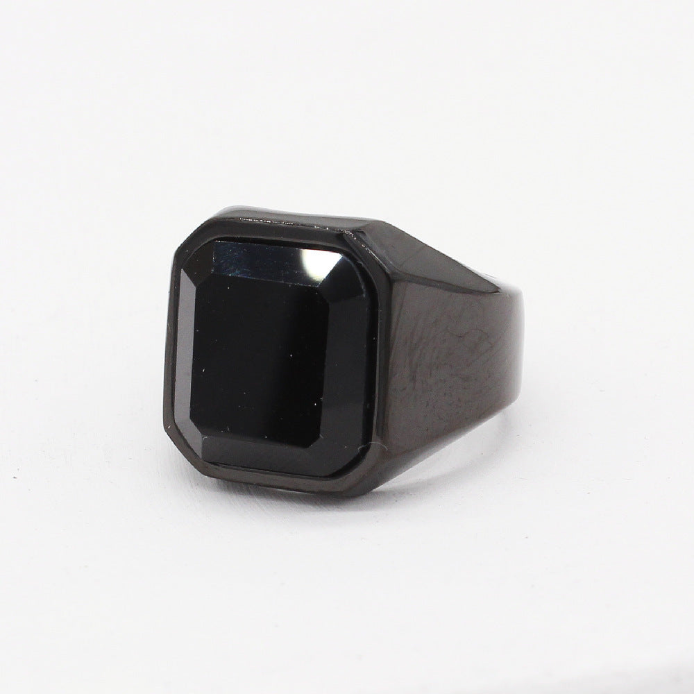 Durable Titanium Steel Ring With Square Tiger Eye Gemstones For Fashion Accessory And Daily Wear Mens Everyday