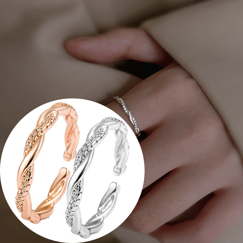 Womens Adjustable Geometric Copper Ring Electroplated Twist Ring Affordable Luxury Fashion Jewelry For Women Style