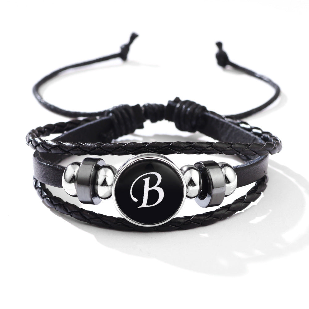 Womens Leather Bracelet With Initials Charm Adjustable Extension Classic Jewelry For Women And Girls For Women
