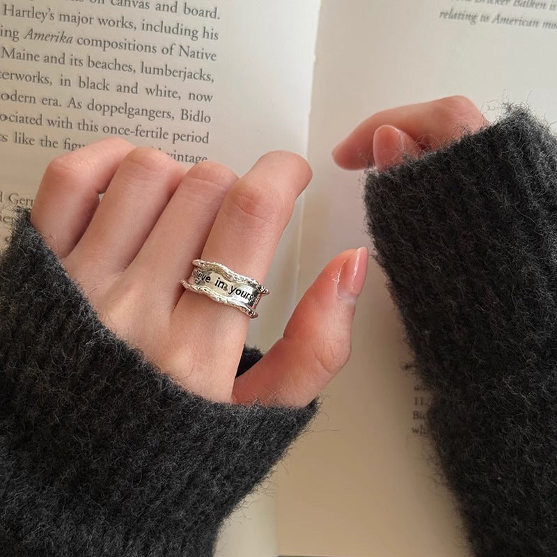 Retro Alphabet Initial Ring Adjustable Opening Copper Electroplated Jewelry For Her Fashion Gift Elegant Daily