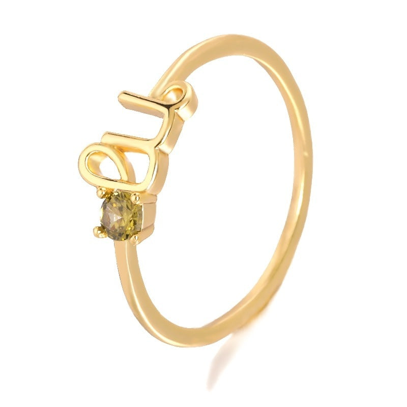 Womens Constellation Ring Zircon Copper Jewelry For Zodiac Sign Gold Color Elegant Celestial Ring For Everyday