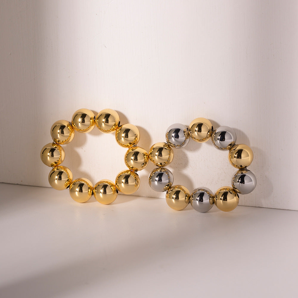 Stainless Steel Ring Electroplated Geometrical Ball Design Durable Modern Jewelry Luxury Fashionable For Women