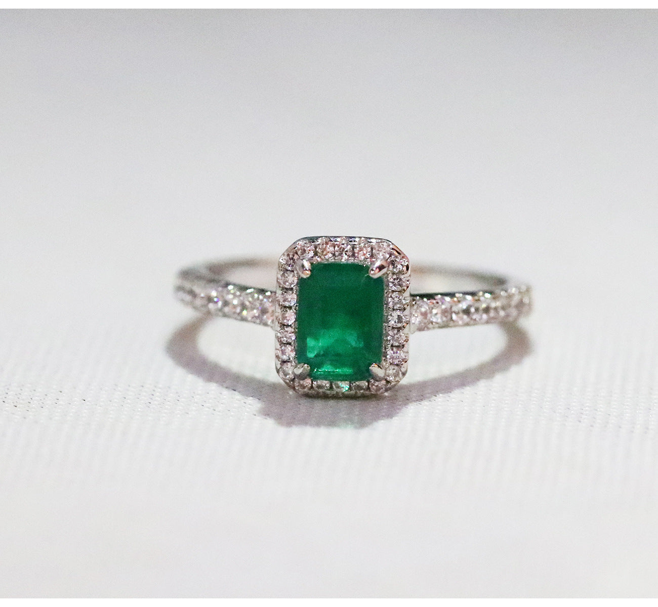 Crown Ring Synthetic Paraiba Crystal And Emerald Accent