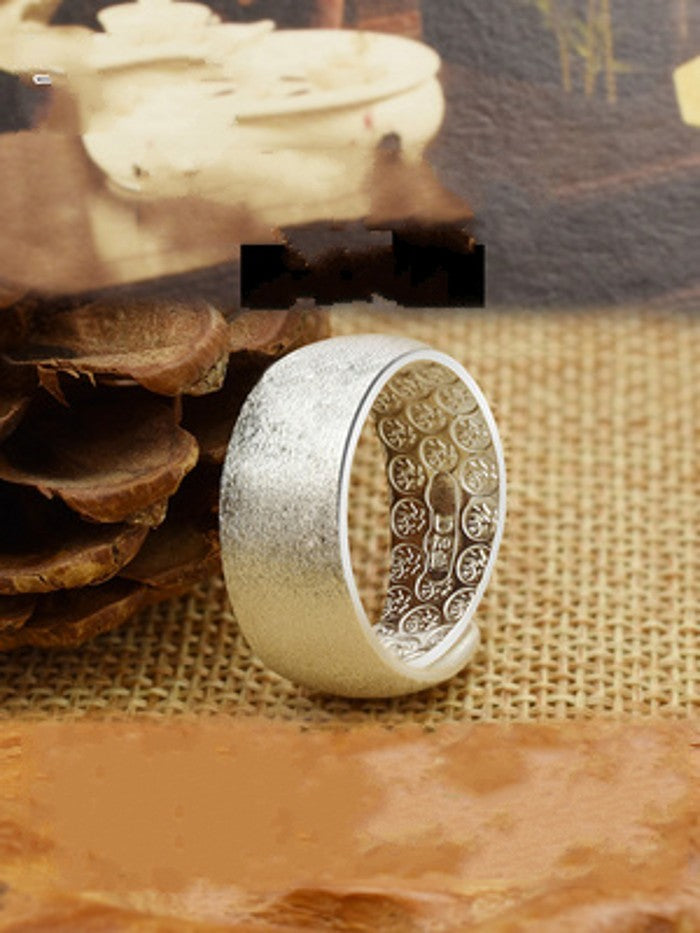 Mens Glossy Sterling Silver Ring Adjustable Size 18 25 Large Face 10mm Unisex Classic Fashion Accessory Shines