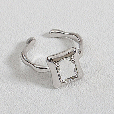 Womens Zircon Cube Ring Adjustable Opening Magic Mirror Geometric Copper Gold Plated Vintage Jewellery Classic