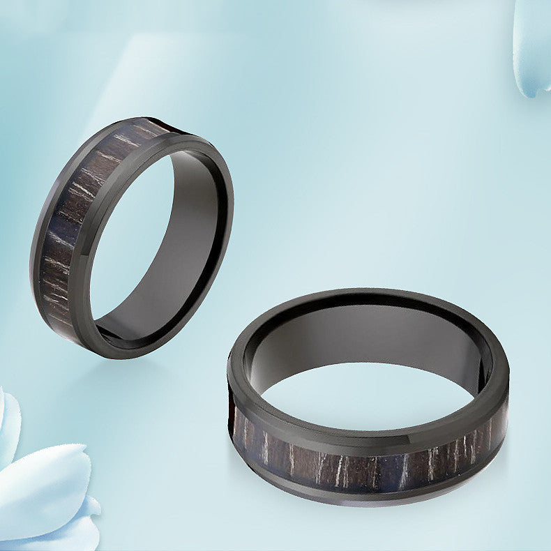 Mens Stainless Steel Black Couple Ring Electroplated Simple Design Durable Fashion Jewelry Gift For Engagement