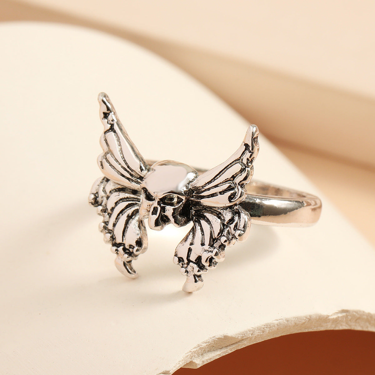 Unisex Butterfly Skull Ring Vintage Style Alloy Jewelry