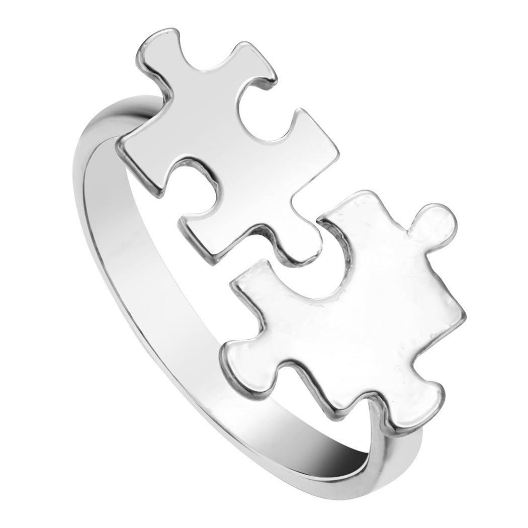 Geometric Puzzle Ring For Women Metal Statement Jewelry In Gold And Silver Electroplated Opening Fits Easy Wear