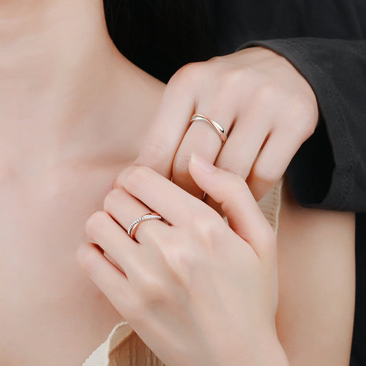 Sterling Silver Cross Ring for Women and Girls Adjustable Opening Geometric Diamond Setting Durable Daily Wear