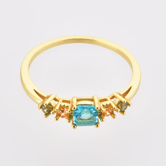 Geometric Zircon Ring 925 Sterling Silver 18K Gold Plated Fashion Jewelry for Women Everyday Modern Style Chic