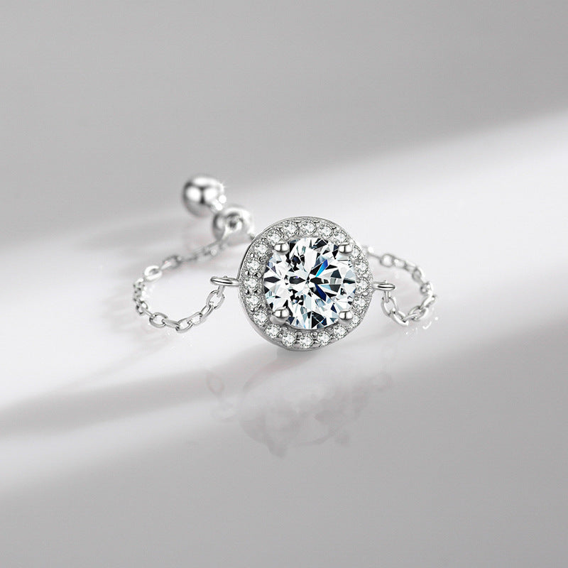 Womens Sterling Silver Ring Adjustable Inlaid Zircon Gemstone Ring Geometric Tan Design Ring Jewelry Geometric