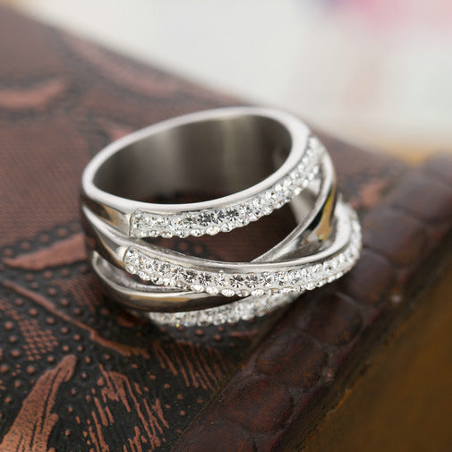 Womens 3D Cross Ring Stainless Steel Geometric Ring Diamond Cut Design Polished Gleaming Ring Durable Everyday