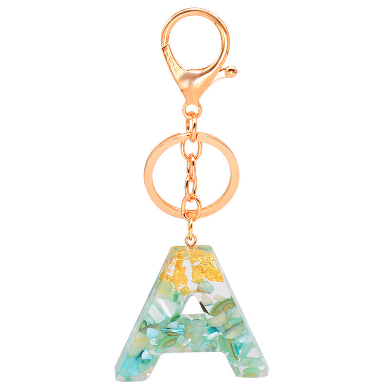 Gold Foil Alphabet Letter Keychain Resin Initial Key Ring Lightweight Individually Packaged Key Ring Gift Wrap