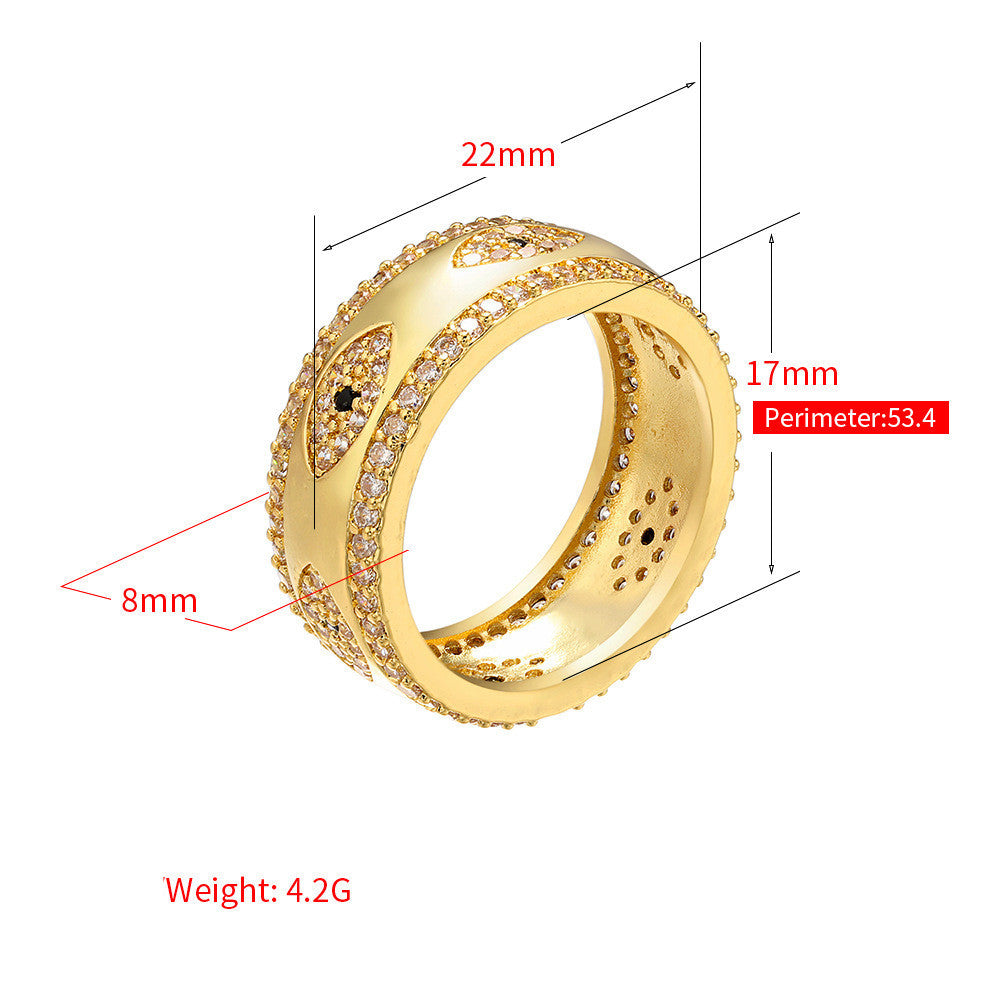 Unisex Zirconium Ring Heart Shaped Gold Plated Coppery Jewelry Accessory Elegant Durable Fashion For Women Men