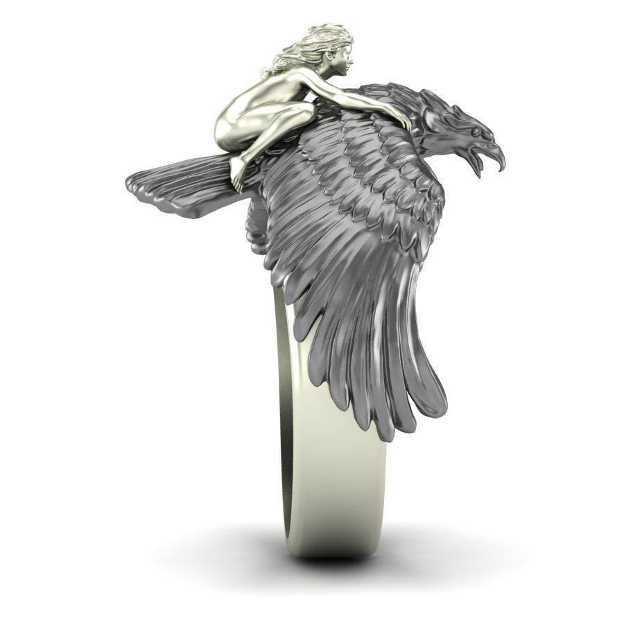 Unisex Ring Cartoon Eagle Flying Design Alloy Inlaid Gems Electroplated Metal Jewelry Size 6 7 8 9 10 Gems Included