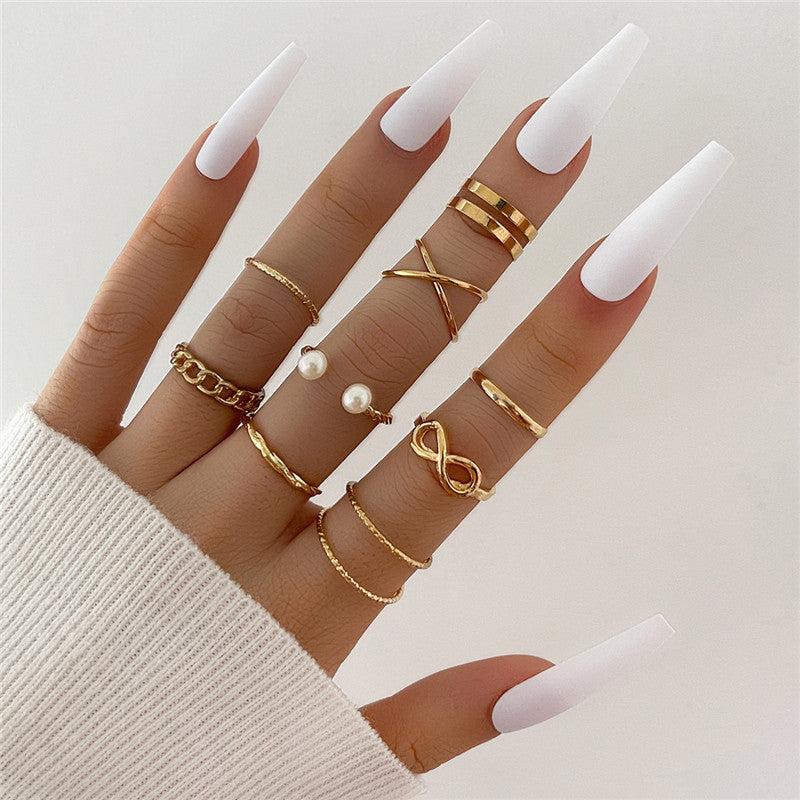 Skull Ring Set Vintage Knuckle Rings For Women Girls Punk Rock Rings Geometric Alloy Little Monsters Cool Rock