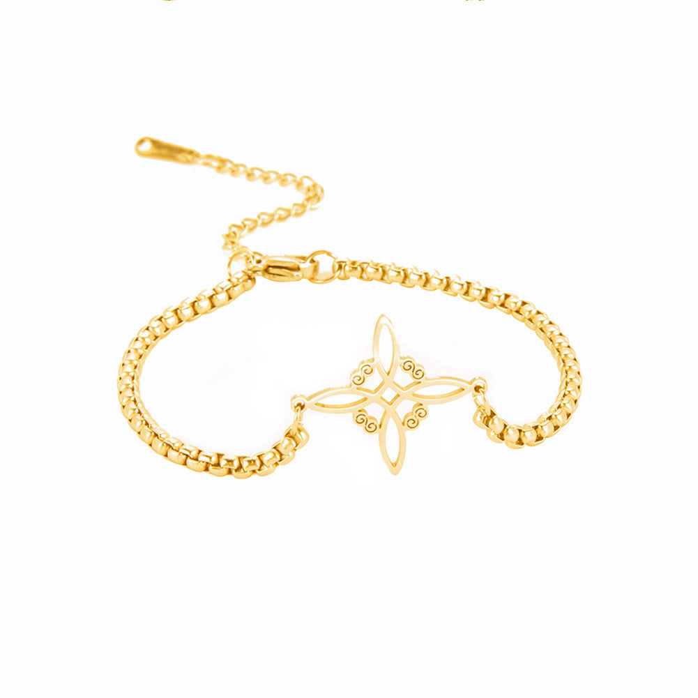Unisex Witch Knot Bracelets Electroplated Stainless Steel Jewelry Cut Out Design Steel Finish For Men And Women