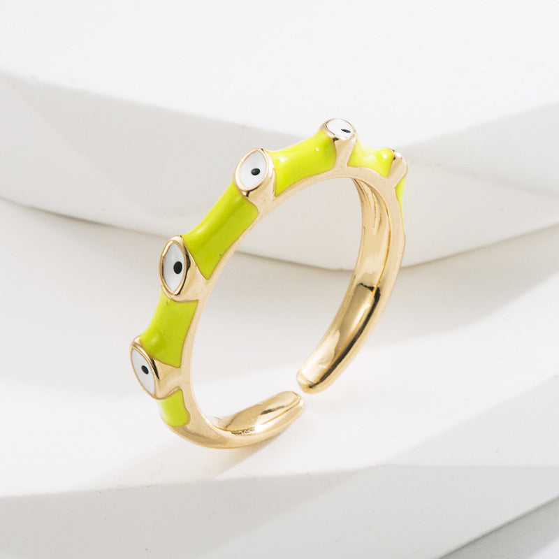 Womens Adjustable Devils Eye Ring Dripping Oil Design Copper Ring Fashion Jewelry Gift For Her For Daily Style