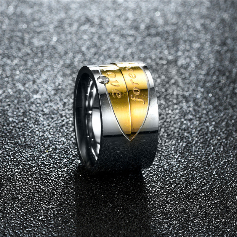 Stainless Steel Couple Rings Flat Gold Tone Set For Men And Women Love Diamond Forever Ring Pair With Elegant Design