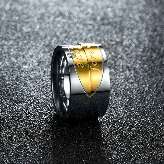 Stainless Steel Couple Rings Flat Gold Tone Set For Men And Women Love Diamond Forever Ring Pair With Elegant Design