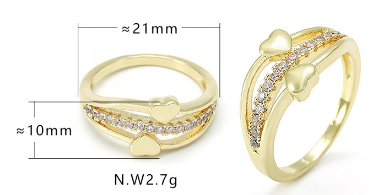 Geometric Copper Ring Electroplated Gold Jewelry Fashion