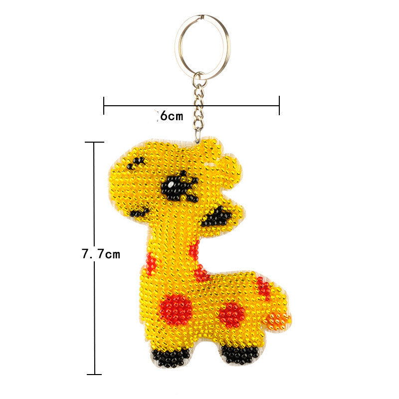 DIY Beaded Keychain Kit Handmade Fashion Accessory Embroidery Supplies Beads Key Ring Patterned for Decoration