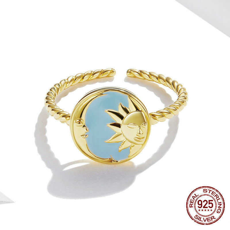 Gold Plated Sun And Moon Ring Celestial Jewelry For Women