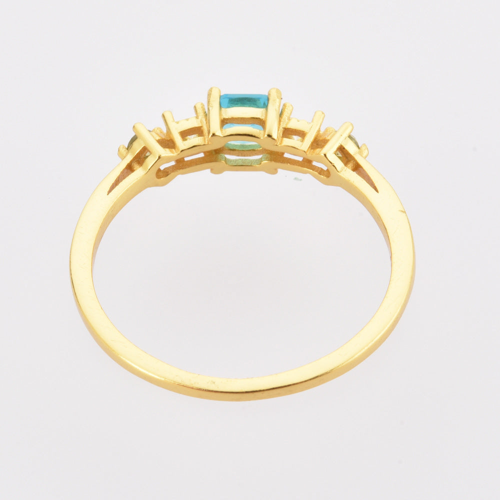 Geometric Zircon Ring 925 Sterling Silver 18K Gold Plated Fashion Jewelry for Women Everyday Modern Style Chic
