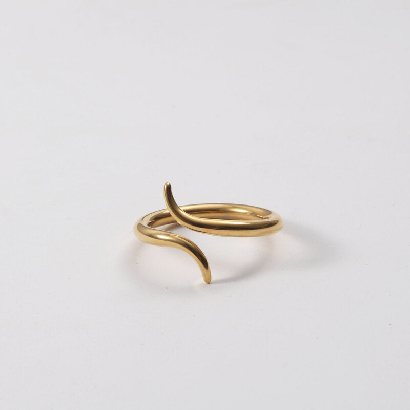 Gold Titanium Steel Snake Ring 18K Electroplated Geometric Design For Women Jewelry Elegant Geometric Modern Ring