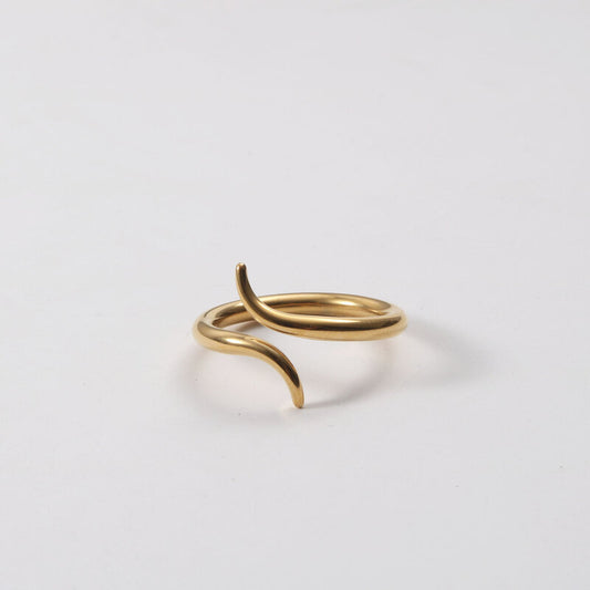 Gold Titanium Steel Snake Ring 18K Electroplated Geometric Design For Women Jewelry Elegant Geometric Modern Ring