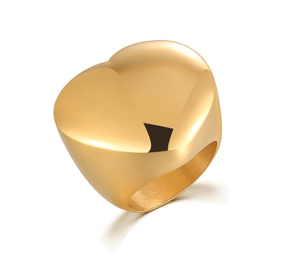 Ladies Ring Stainless Steel Fashion OL Flower Carved Golden Ring for Women Girls Size 6 7 8 9