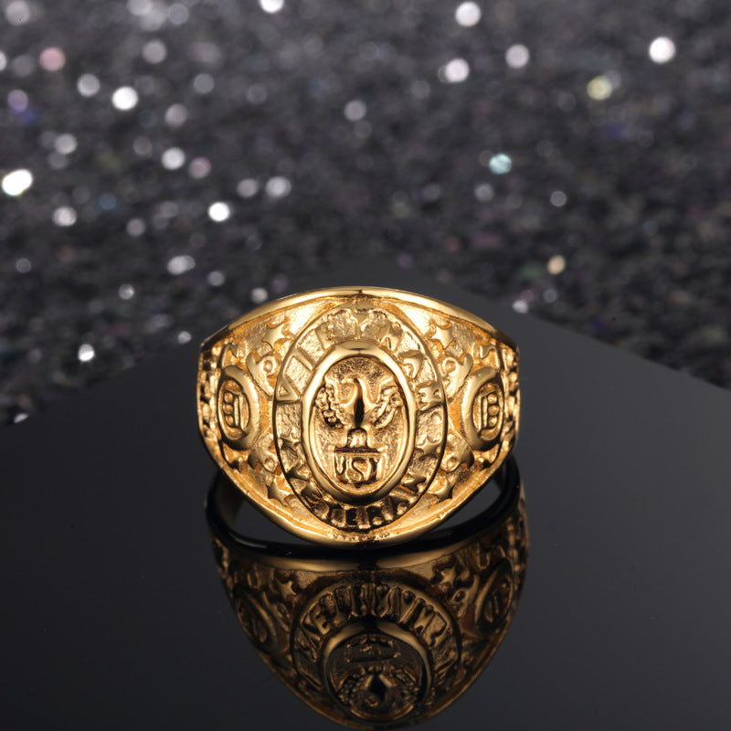 Mens Ring Titanium Steel Electroplated Band For Men Fashion Jewelry Statement Ring Gift For Him Gold Tone Ring