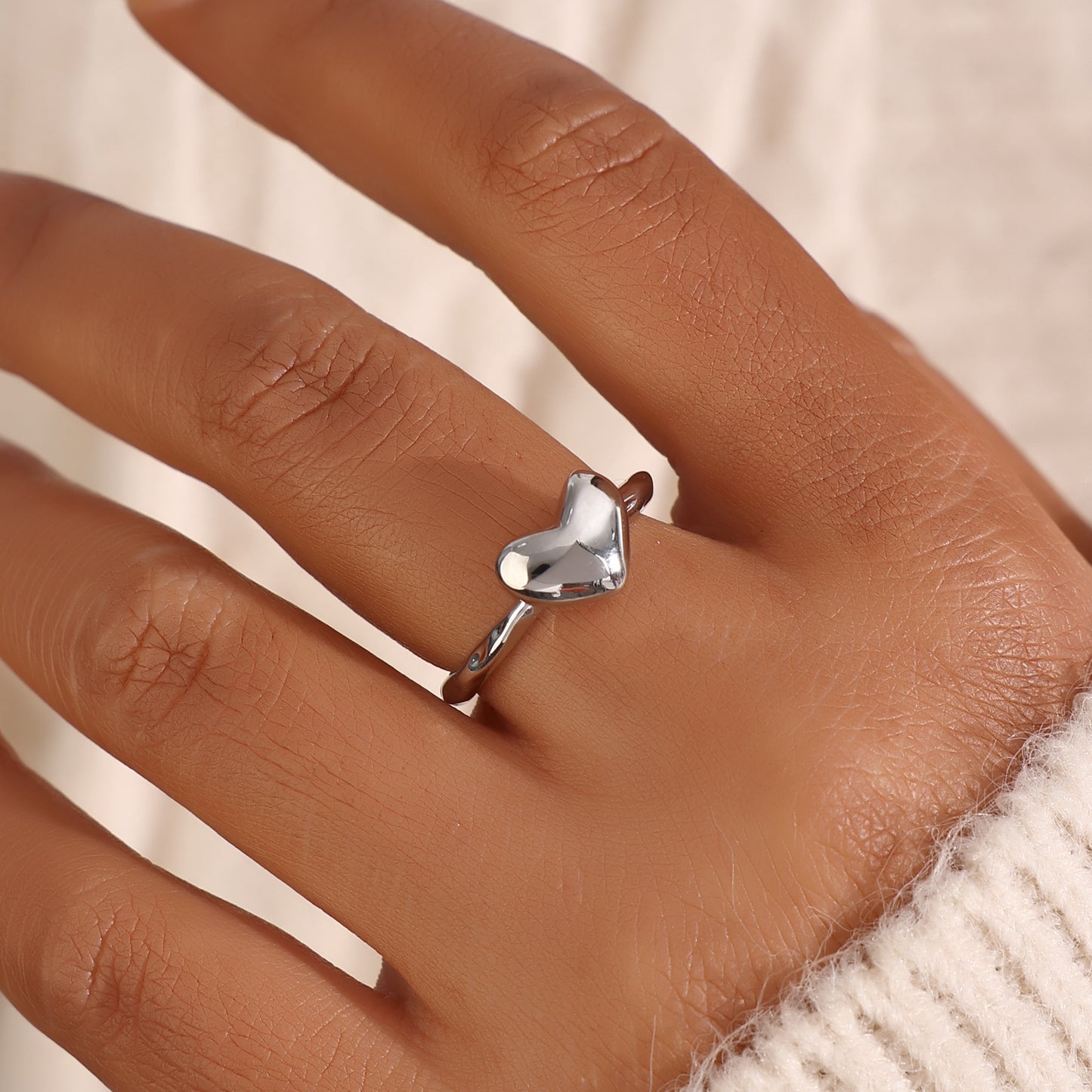 Women's Adjustable Heart Ring Minimalist Gift Anniversary