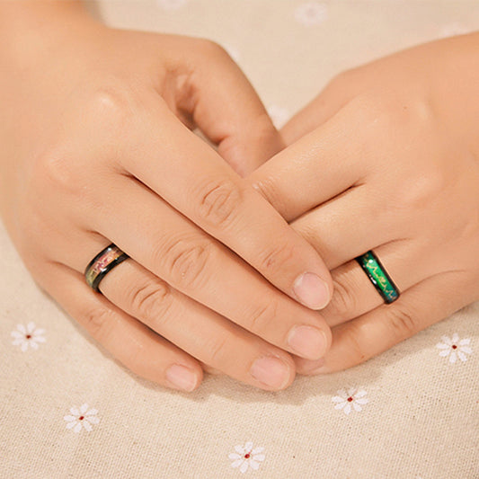 Unisex Ring Stainless Steel Couple Rings With Geometry Pattern 6mm Width Band For Birthdays And Valentines Days