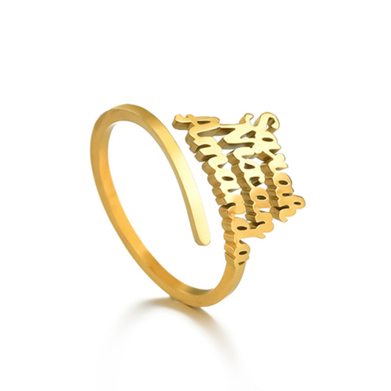 Stainless Steel Personalized Name Rings For Couples Unisex Adjustable Engraved Jewelry For Loved Ones Keepsake