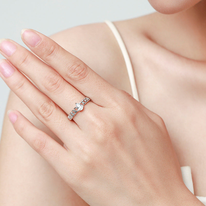 S925 Silver Ring NicheX Design Chain Drop Ring Gold Plated With Artificial GemstonesX Precious Stones DiamondX